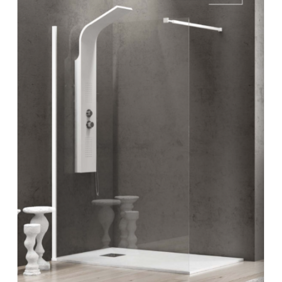 Διαχωριστικό Πάνελ Ντουζιέρας Walkin 1 Karag 100X200cm Clear Glass 8mm Λευκό Ματ Διαχωριστικό Πάνελ Ντουζιέρας Walkin 1 Karag 100X200cm Clear Glass 8mm Λευκό Ματ